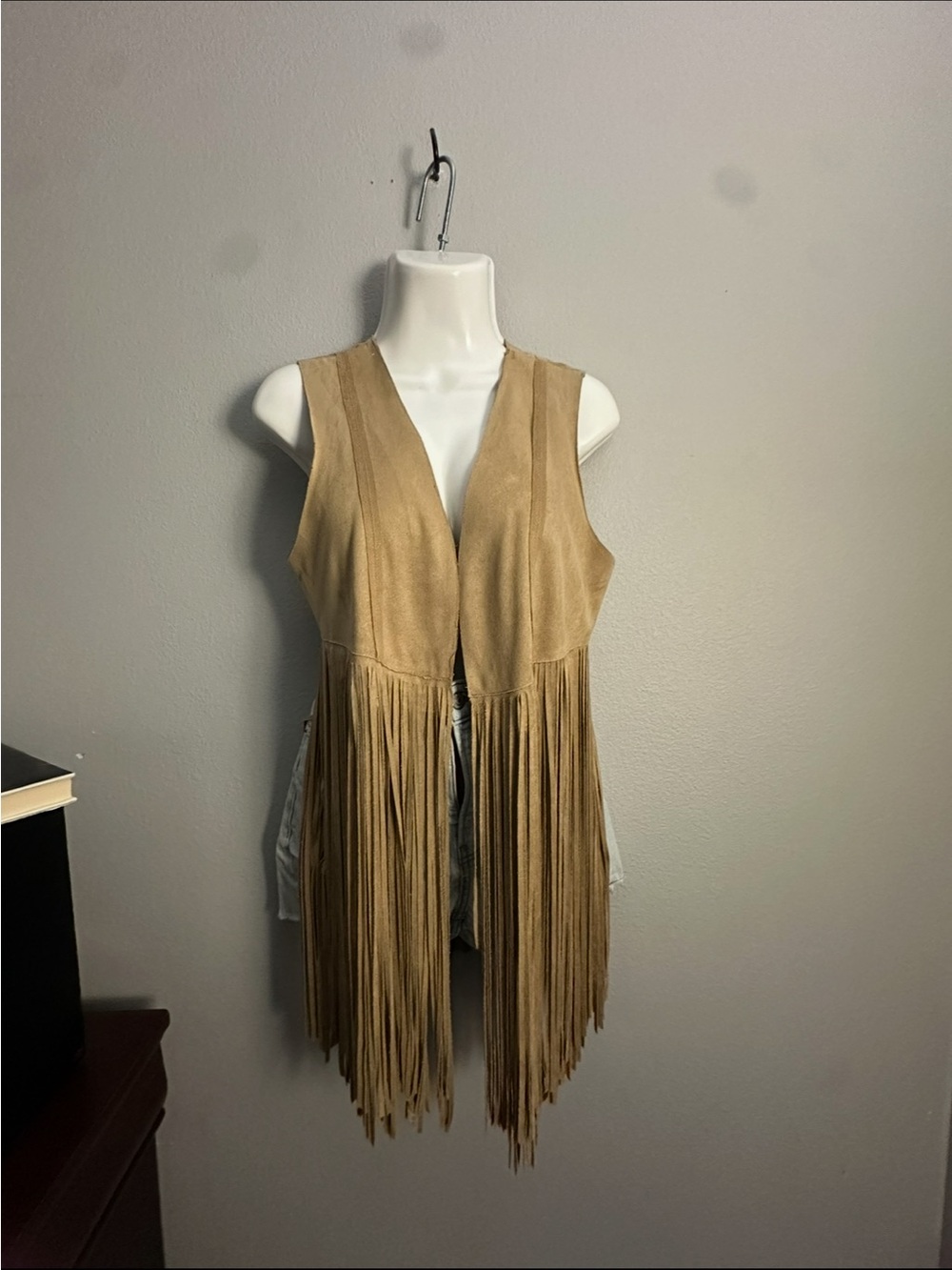 Source Unknown Tan Suede Fringe Vest